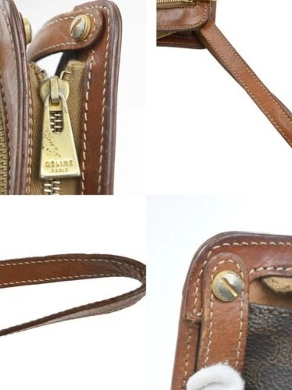 CELINE Logo Macadam Pattern Clutch Hand Bag PVC Leather Brown Italy 09MA406 - Picture 9 of 14
